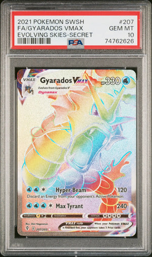 2021 Pokemon Sword & Shield Evolving Skies Gyarados Vmax Secret 207/203 PSA 10 