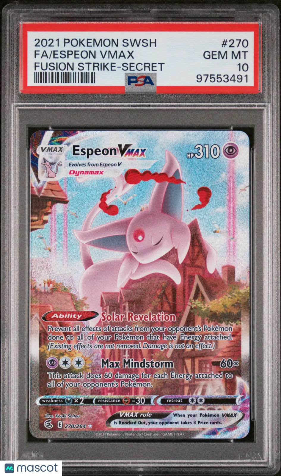 2021 Pokemon Sword & Shield Fusion Strike Espeon VMAX Fa Secret PSA 10 270/264 