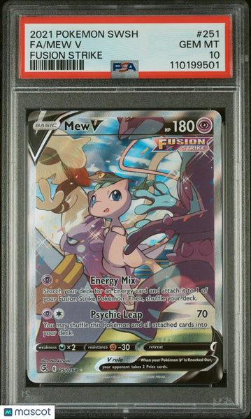 ミュウ V FA フュージョンアーツ PSA10 2021 Pokemon Sword & Shield Fusion Strike Mew V Fa PSA 10