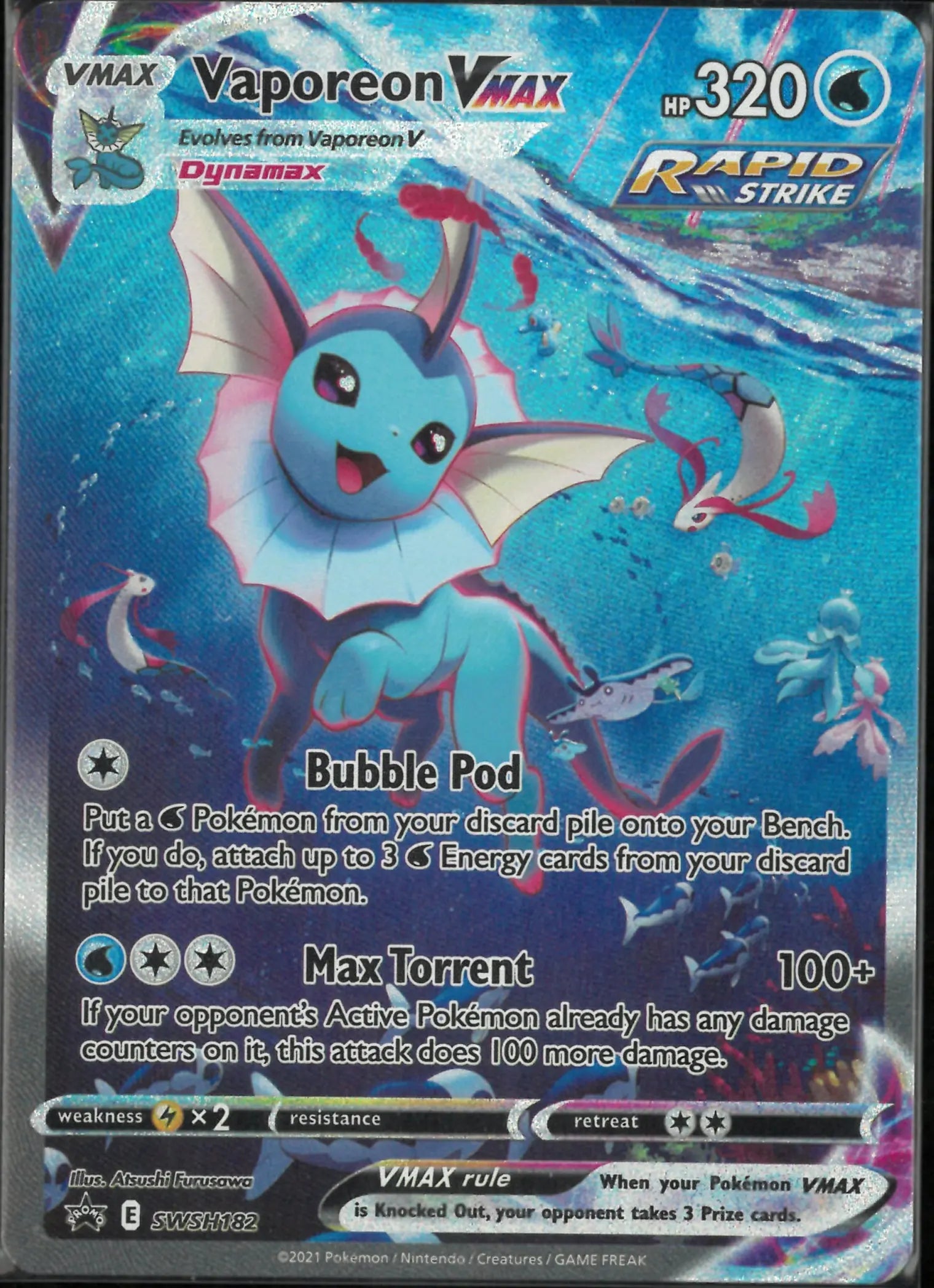 2021 Pokemon Sword & Shield Promo Vaporeon VMAX SWSH182 