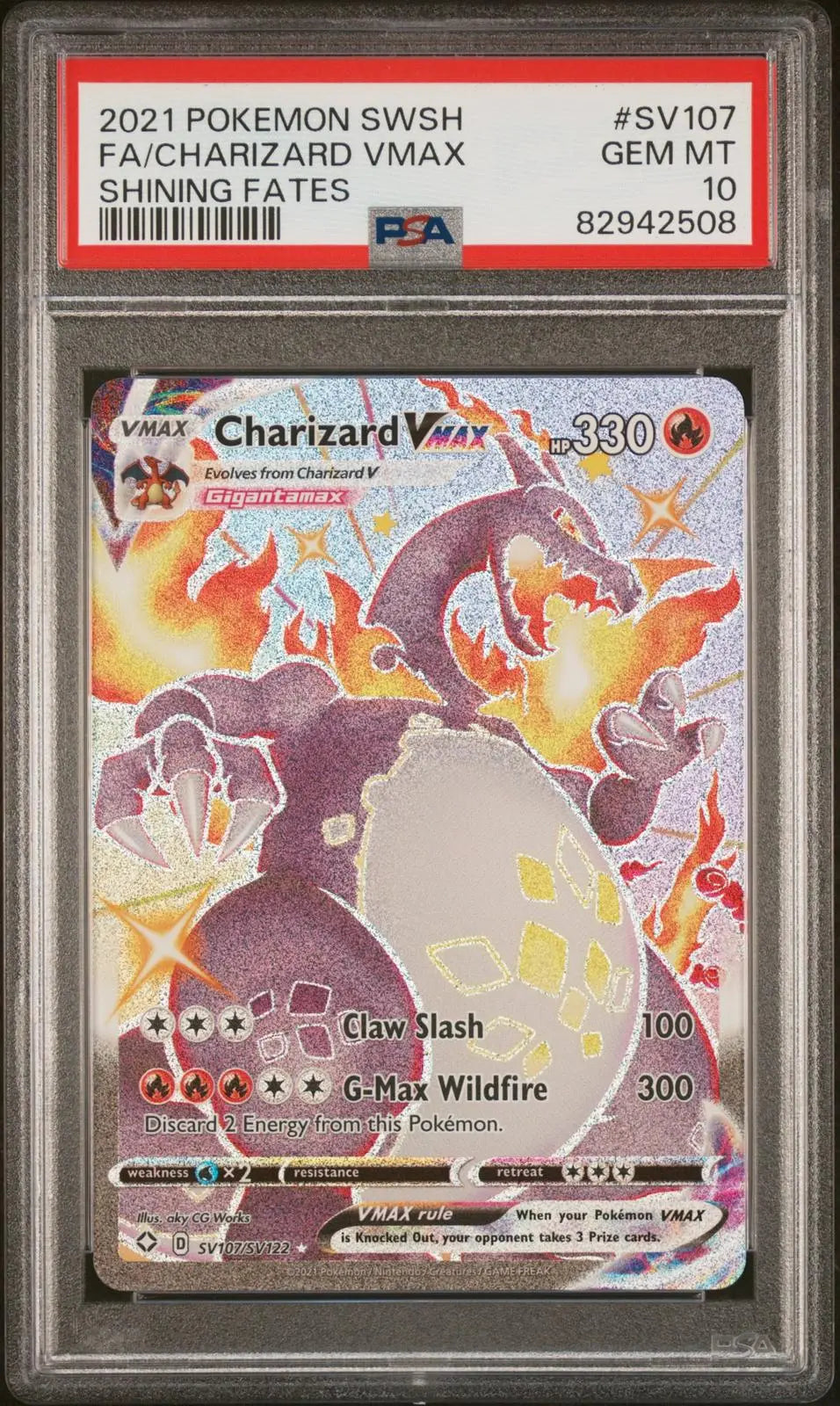 2021 Pokemon Sword & Shield Shining Fates SV107/SV122 Charizard VMAX PSA 10 