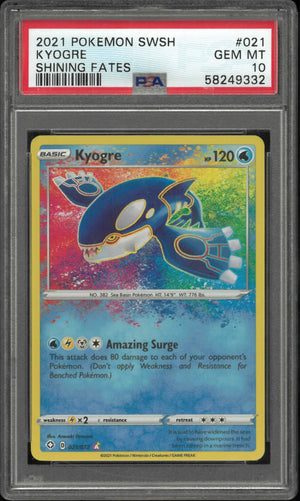 2021 Pokemon Sword & Shield Shining Fates #021 Kyogre Shining Fates PSA 10 