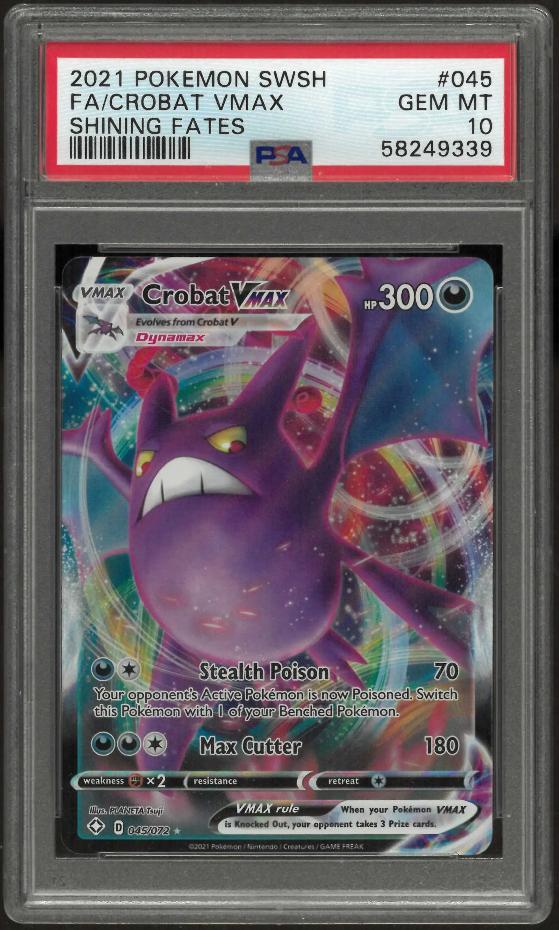 2021 Pokemon Sword & Shield Shining Fates #045 Fa Crobat Vmax PSA 10 