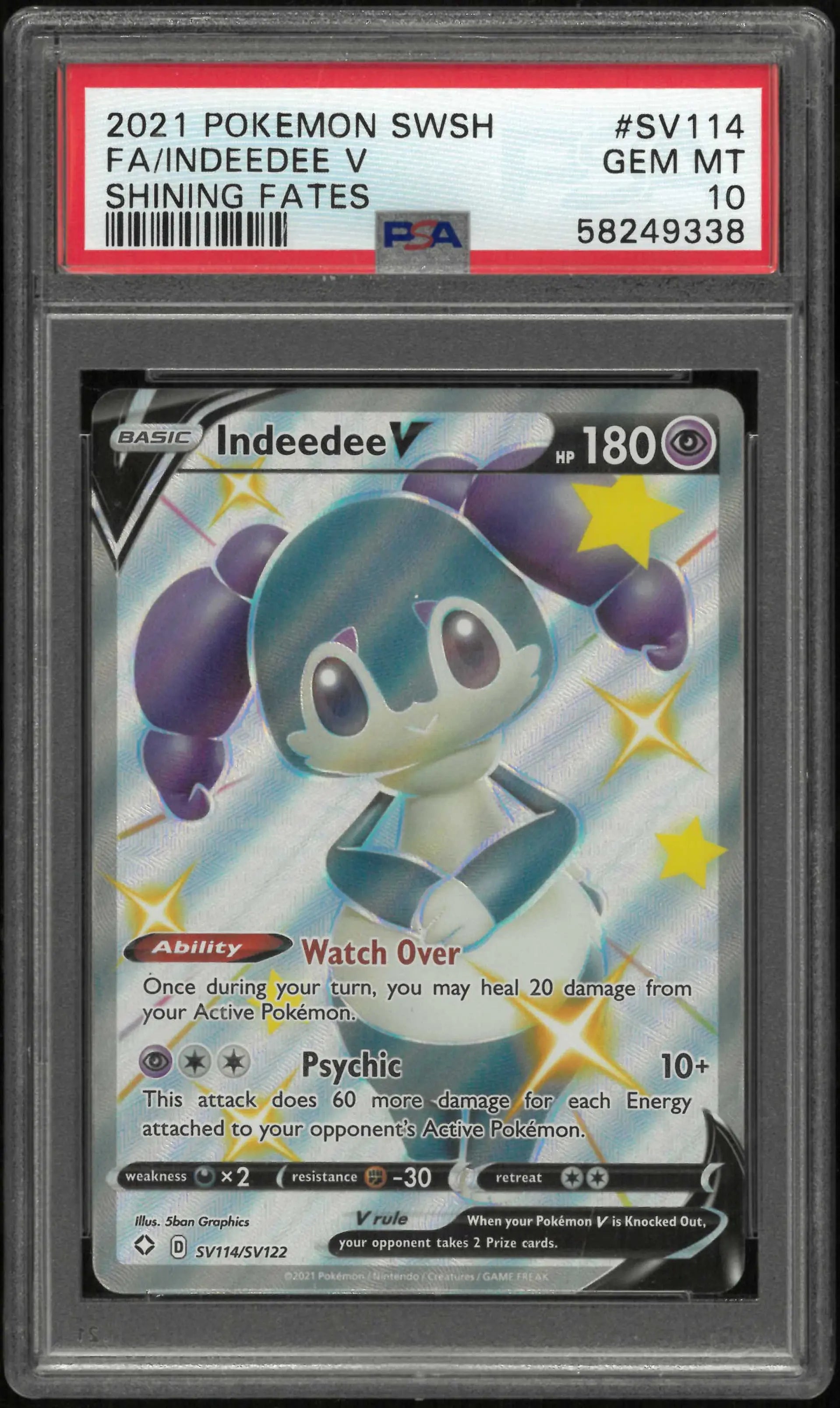 2021 Pokemon Sword & Shield Shining Fates #SV114 Fa Indeedee V PSA 10 