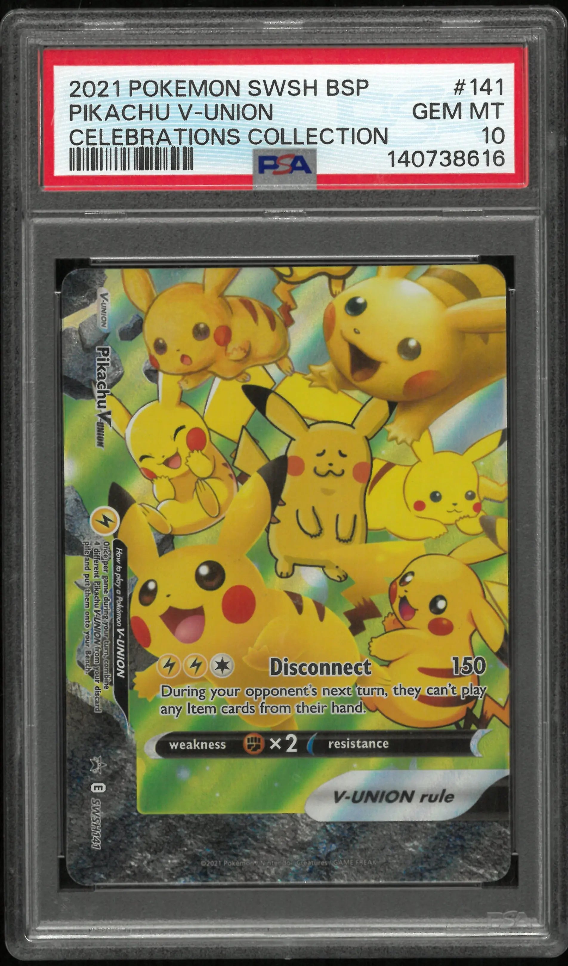 2021 Pokemon Swsh Black Star Promo Pikachu V-Union Celebrations PSA 10 Set 