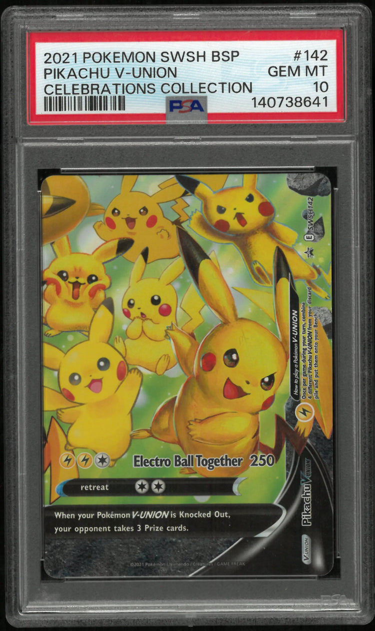2021 Pokemon Swsh Black Star Promo Pikachu V-Union Celebrations PSA 10 Set 