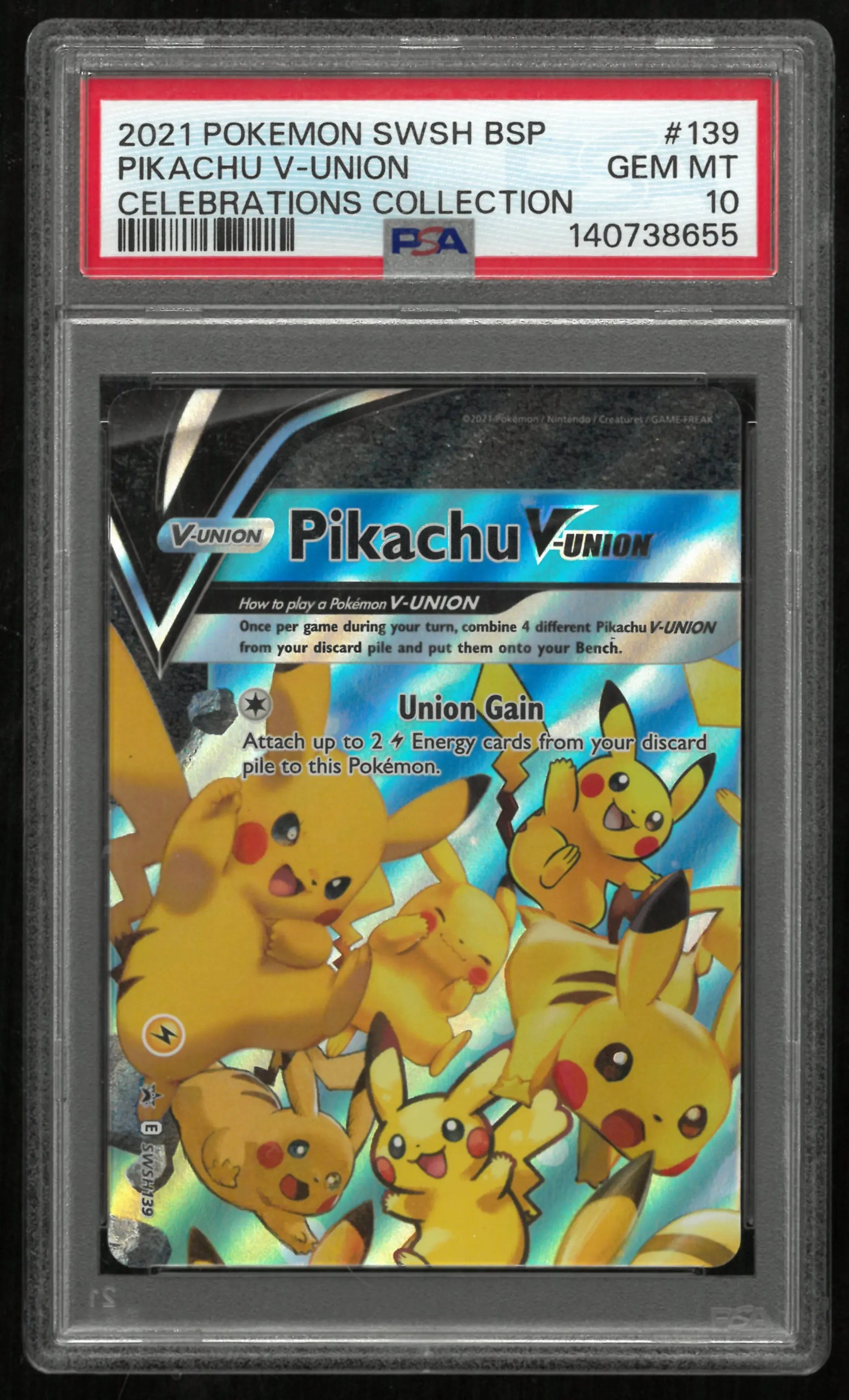 2021 Pokemon Swsh Black Star Promo Pikachu V-Union Celebrations PSA 10 Set 