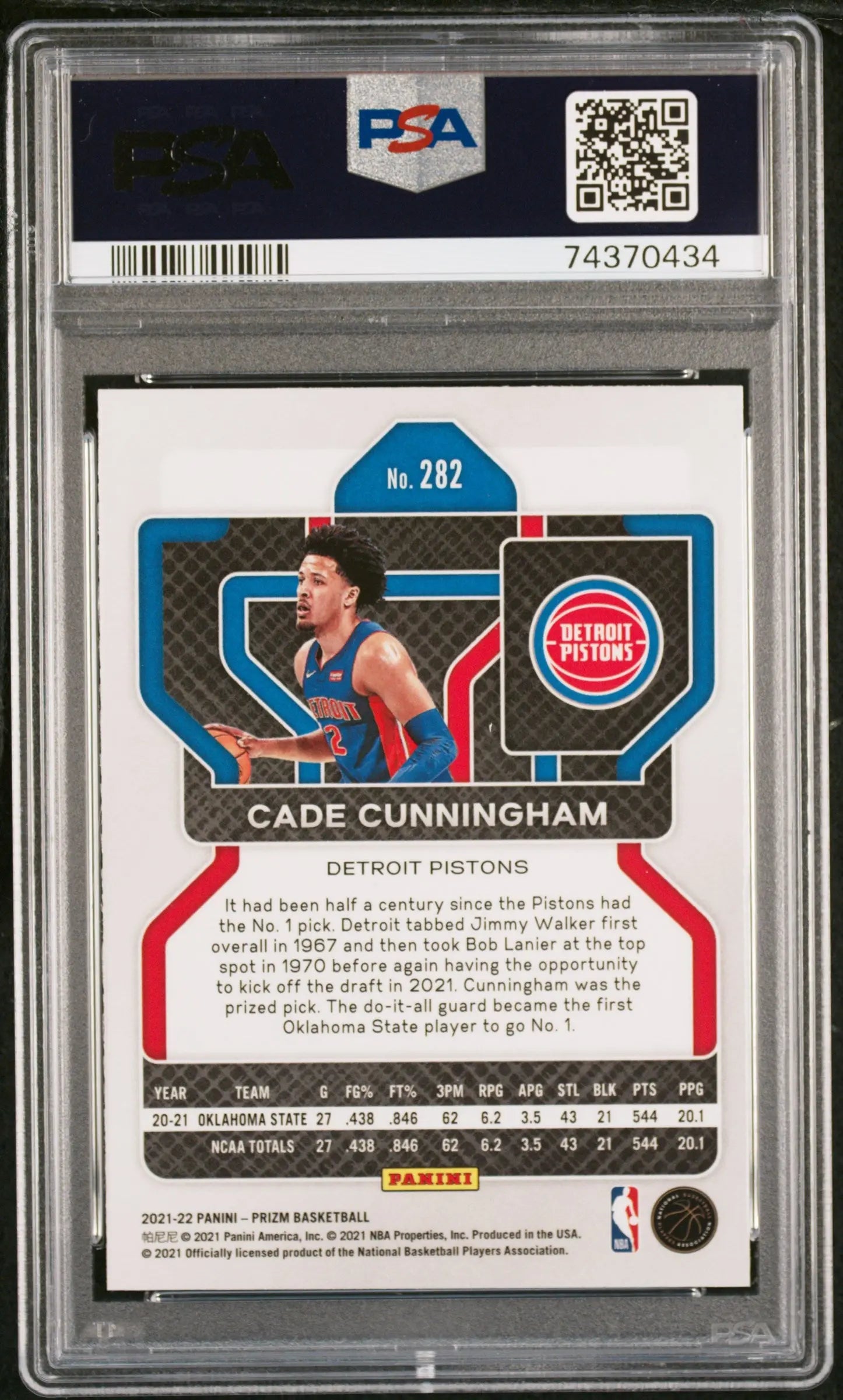 2021 Prizm Basketball Cade Cunningham RC Rookie Base Prizm #282 PSA 9 
