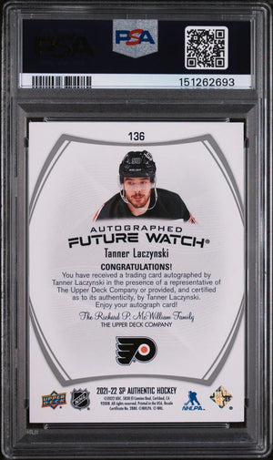 2021 SP Authentic Tanner Laczynski #136 Autograph Inscription 037/999 PSA 10 
