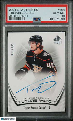 2021 SP Authentic Trevor Zegras #104 Autograph 831/999 PSA 10 