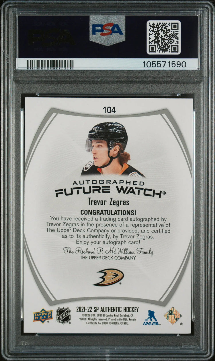 2021 SP Authentic Trevor Zegras #104 Autograph 831/999 PSA 10 