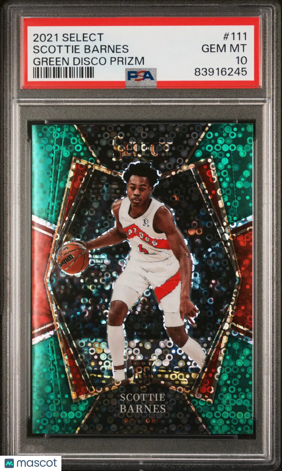 2021 Select Basketball Scottie Barnes RC Rookie Green Disco Prizm PSA 10 1/5 