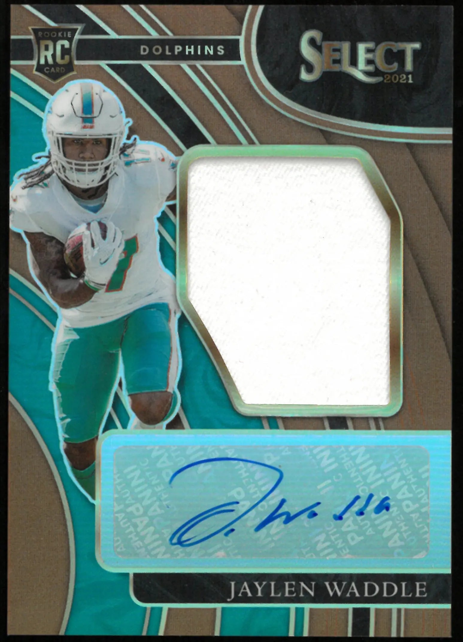 2021 Select Football Jaylen Waddle RC Rookie Patch Bronze Auto /49 