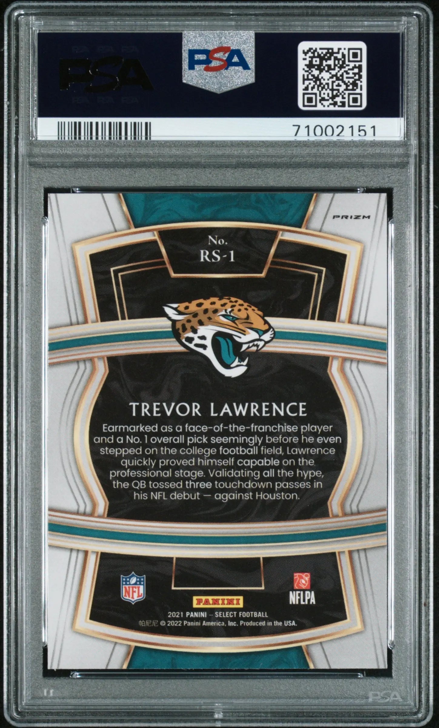 2021 Select Football Rookie Selections Trevor Lawrence Silver Prizm PSA 10 