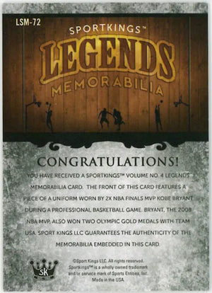 2021 Sport Kings Legends Memorabilia Patch Kobe Bryant 