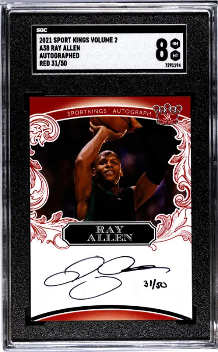 2021 Sport Kings Volume 2 Autograph Ray Allen Auto Red /50 SGC 8 