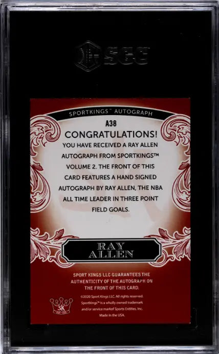 2021 Sport Kings Volume 2 Autograph Ray Allen Auto Red /50 SGC 8 