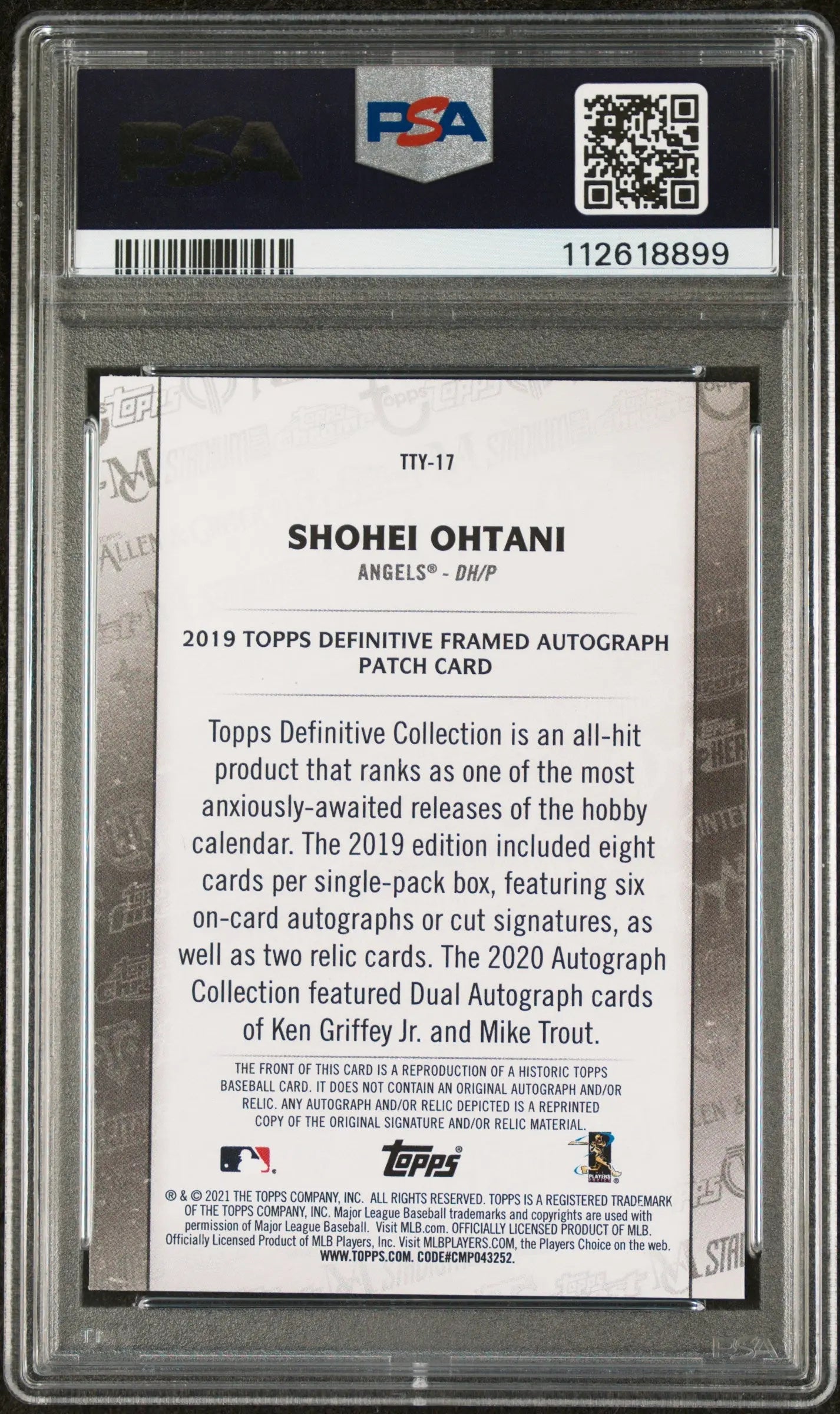2021 Topps Baseball Through The Years Shohei Ohtani Patch Auto PSA 10 