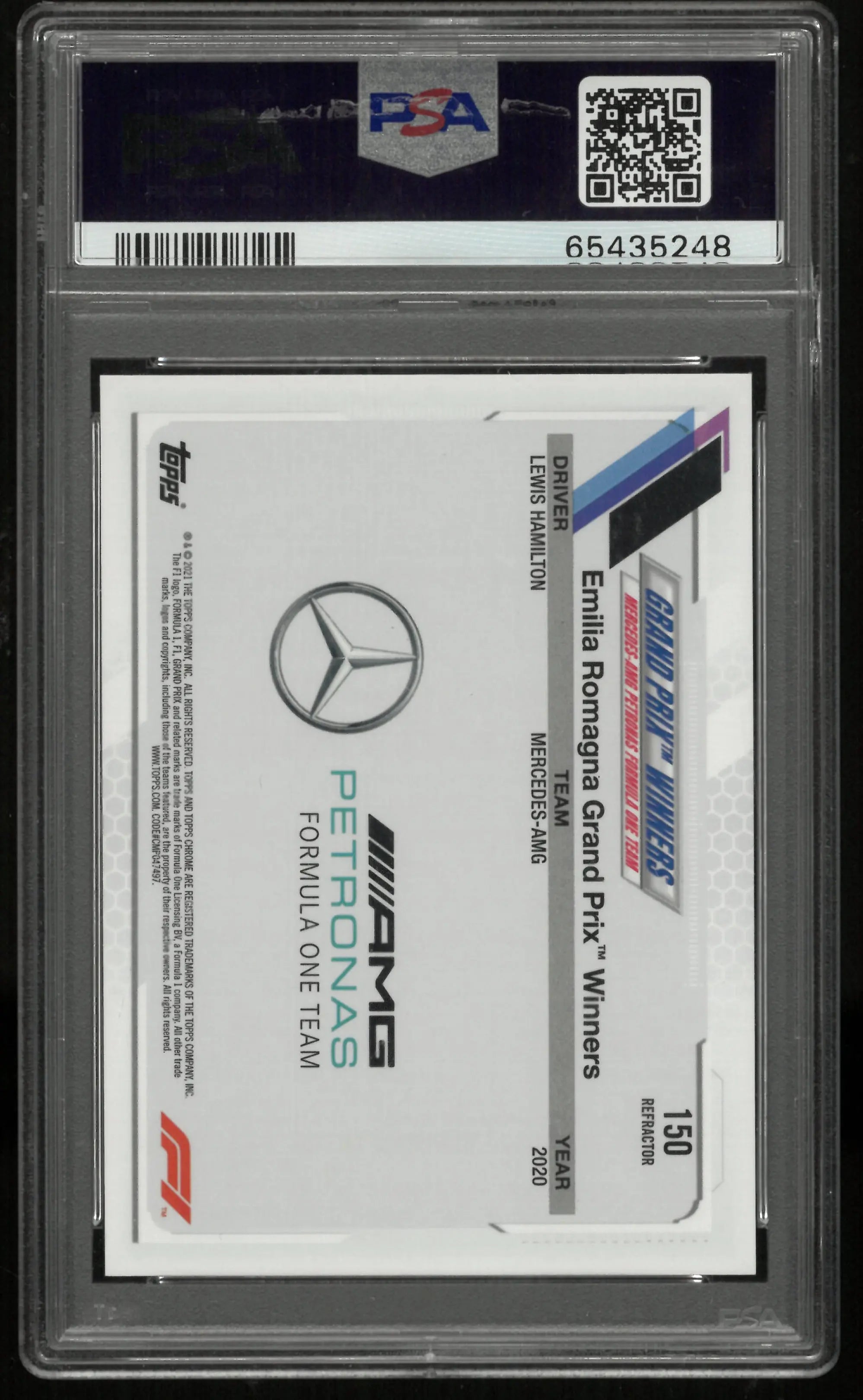 2021 Topps Chrome Formula 1 Lewis Hamilton  Refractor PSA 10 