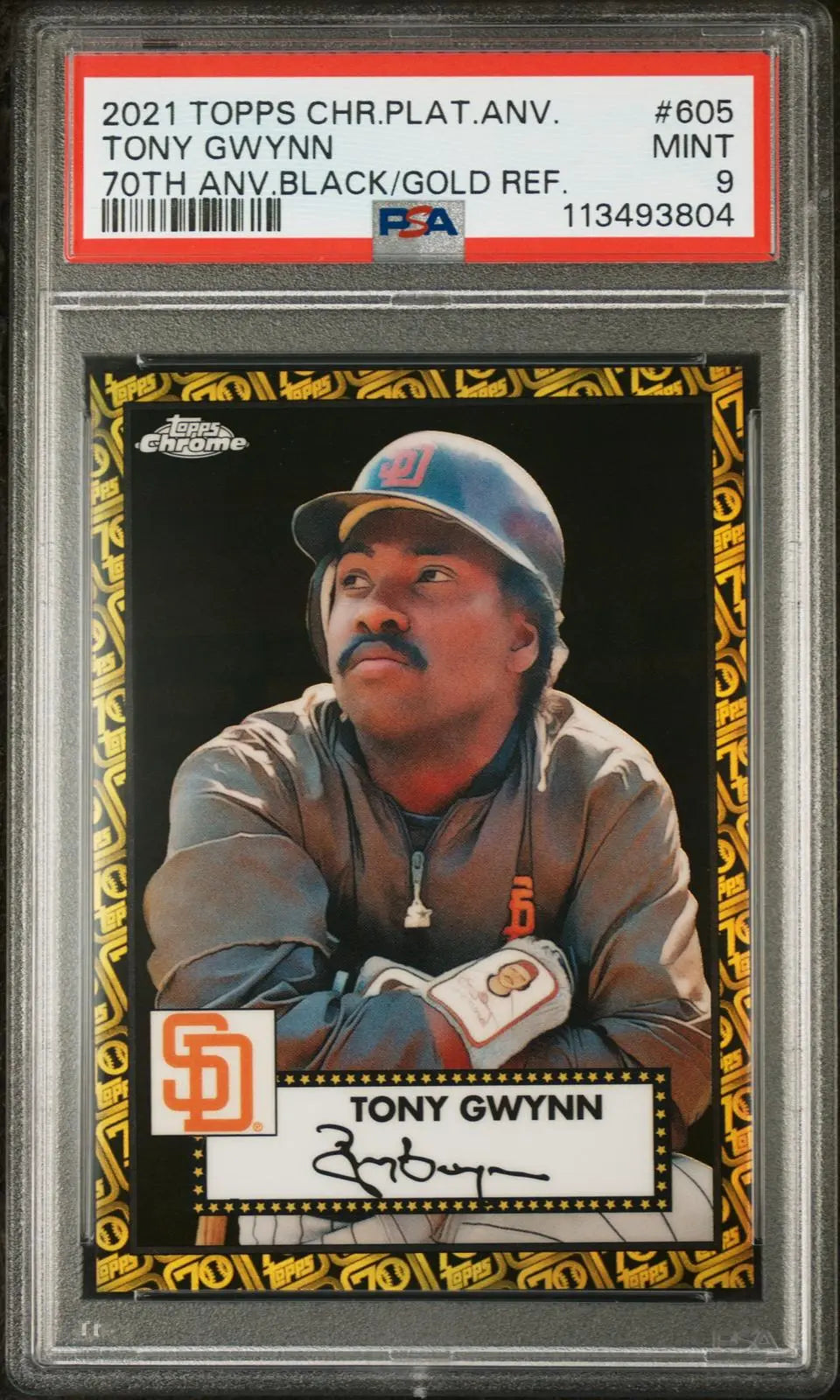 2021 Topps Chrome Platinum Tony Gwynn 70th Anv Black/Gold Refractor PSA 9 
