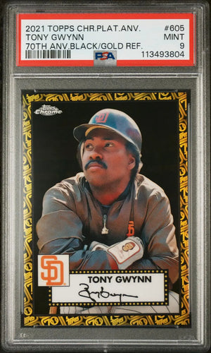 2021 Topps Chrome Platinum Tony Gwynn 70th Anv Black/Gold Refractor PSA 9 