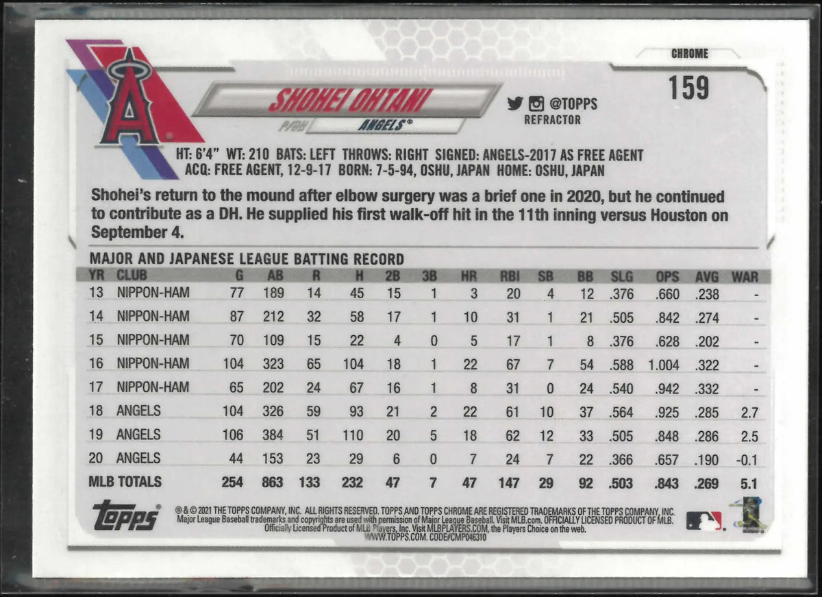 2021 Topps Chrome Shohei Ohtani 