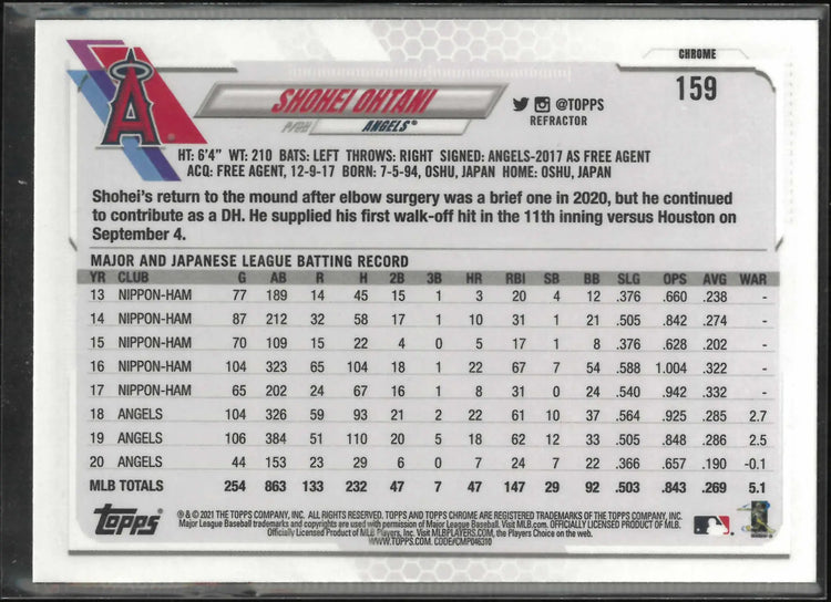 2021 Topps Chrome Shohei Ohtani 