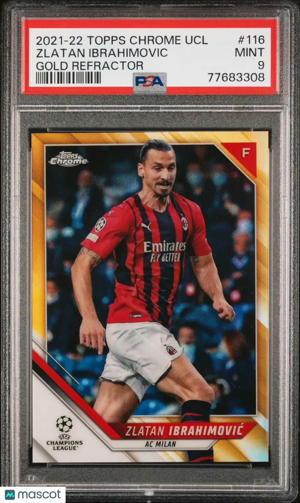 2021 Topps Chrome UEFA CL Zlatan Ibrahimovic Gold Refractor PSA 9 /50 