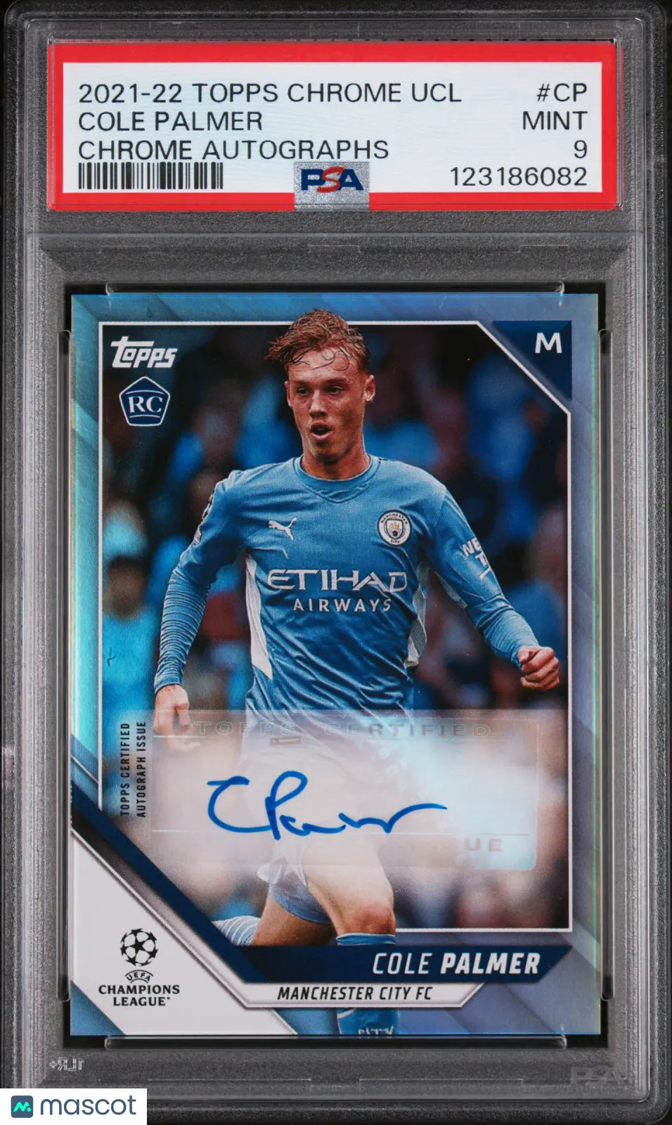 2021 Topps Chrome UEFA Champions League Chrome Rookie Auto Cole Palmer #CP PSA 9 
