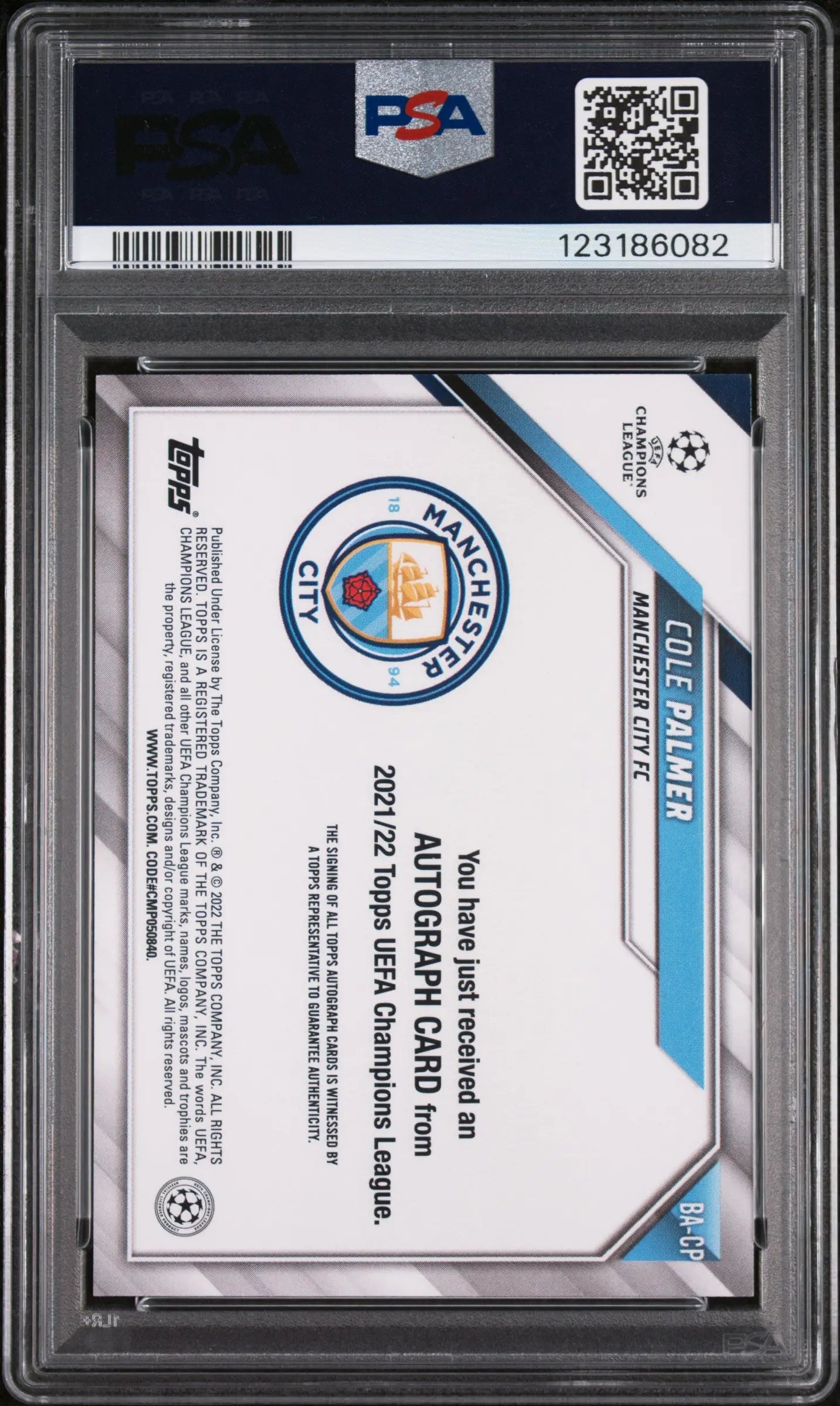 2021 Topps Chrome UEFA Champions League Chrome Rookie Auto Cole Palmer #CP PSA 9 