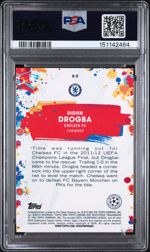 2021 Topps Chrome UEFA Champions League Golazo Didier Drogba Gold Lava PSA 10 