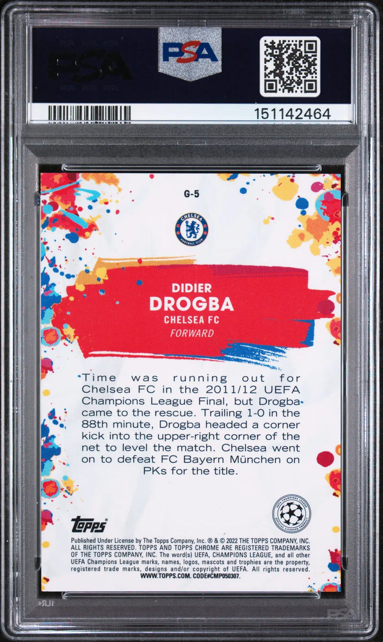 2021 Topps Chrome UEFA Champions League Golazo Didier Drogba Gold Lava PSA 10 