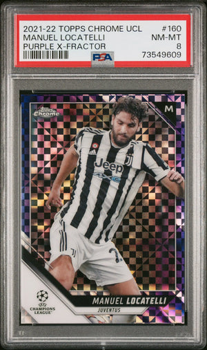 2021 Topps Chrome UEFA Champions League  Manuel Locatelli Purple X-Fractor PSA 8 