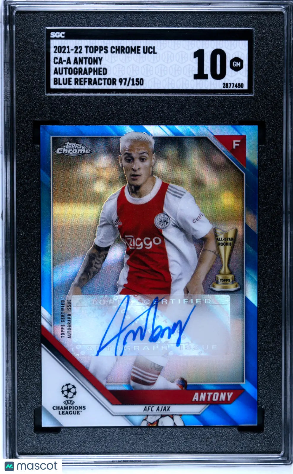 2021 Topps Chrome Ucl Antony #CA-A Autograph Blue Refractor 150 SGC 10 