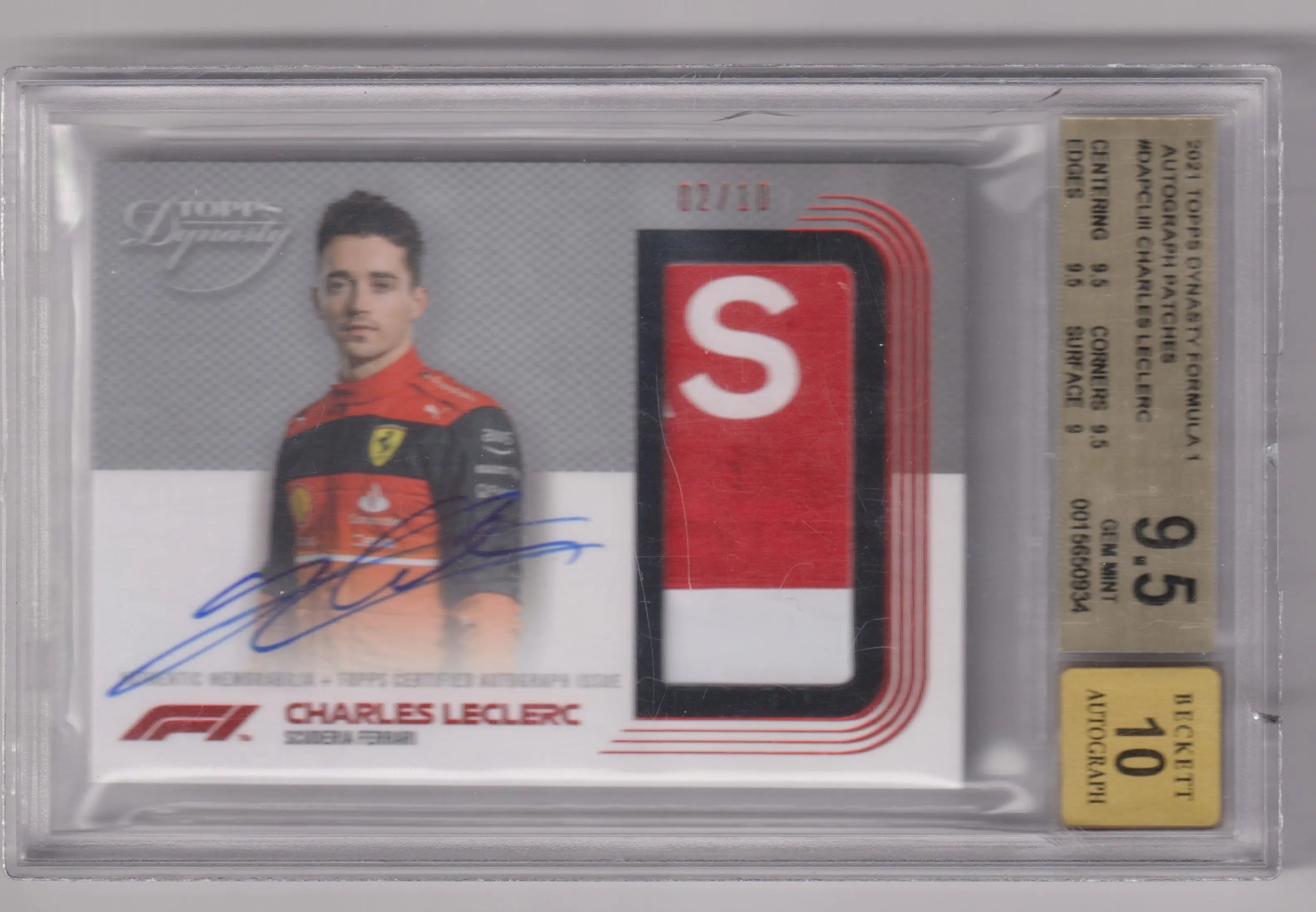 2021 Topps Dynasty Formula 1 Autograph Patches Charles Leclerc BGS 9.5 Auto 10 