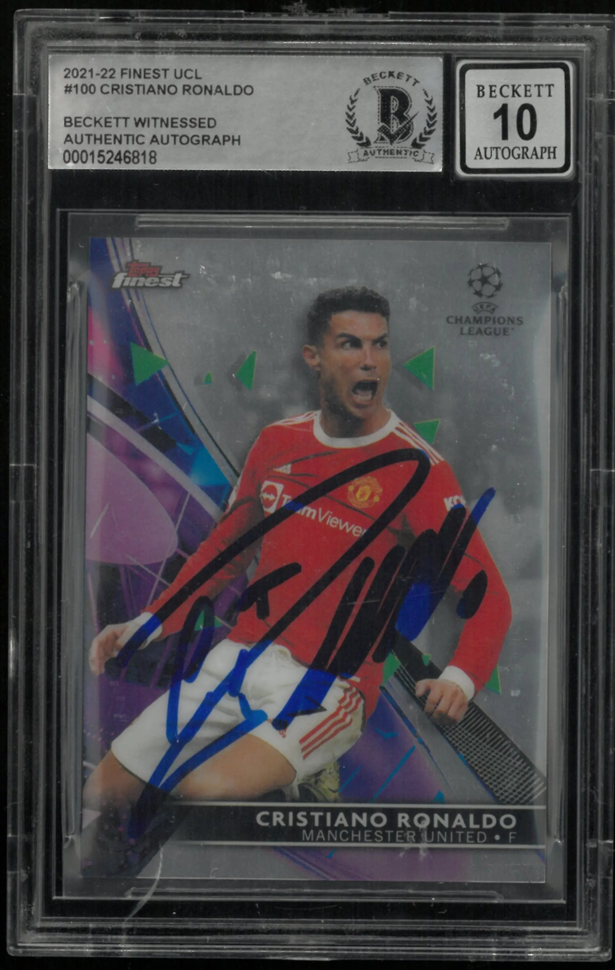 2021 Topps Finest UEFA CL Cristiano Ronaldo In Person Auto BGS Authentic 