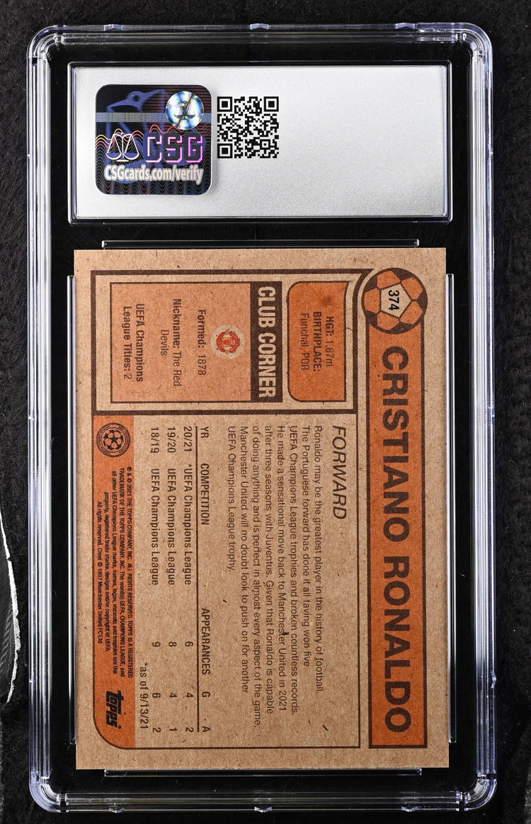 2021 Topps Living Set Cristiano Ronaldo #374 UEFA Champions League CGC 10 