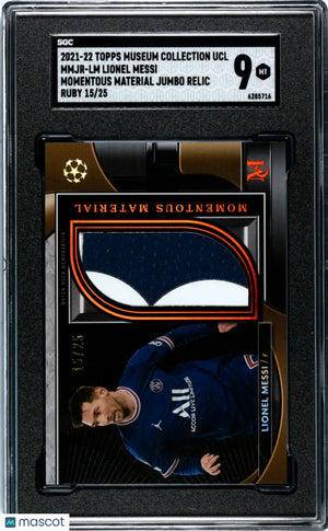 2021 Topps Museum Collection Lionel Messi Momentous Mat. Jumbo Relic Ruby SGC 9 