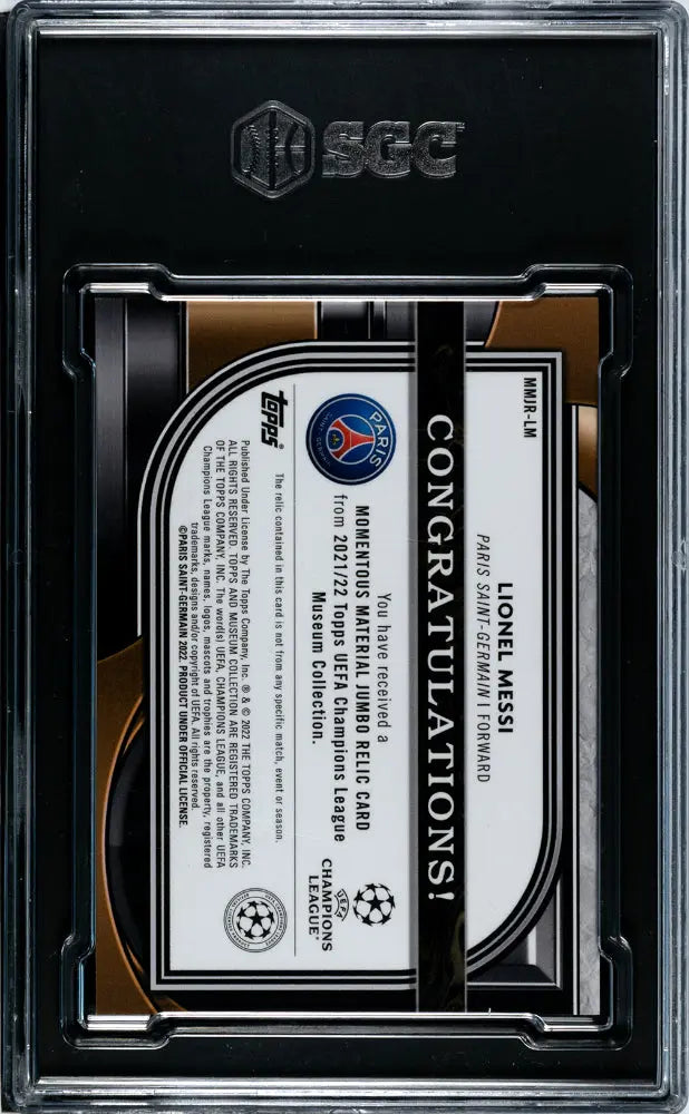 2021 Topps Museum Collection Lionel Messi Momentous Mat. Jumbo Relic Ruby SGC 9 