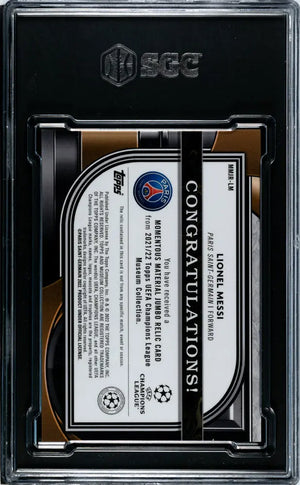 2021 Topps Museum Collection Lionel Messi Momentous Mat. Jumbo Relic Ruby SGC 9 