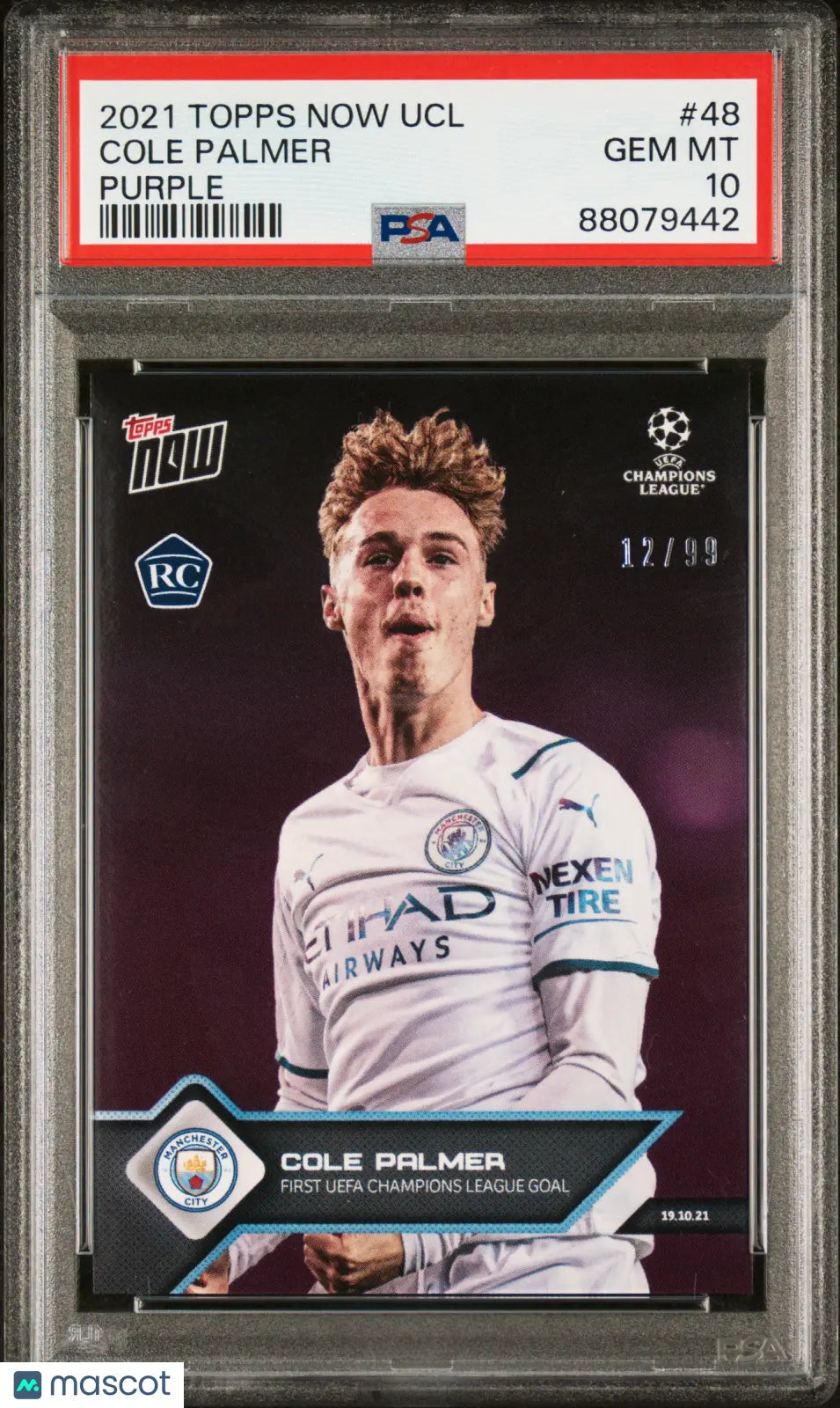 2021 Topps Now UEFA Champions League Cole Palmer #48 Purple 12/99 PSA 10 