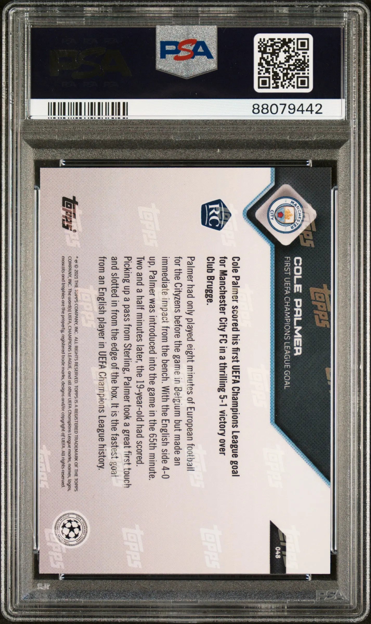 2021 Topps Now UEFA Champions League Cole Palmer #48 Purple 12/99 PSA 10 