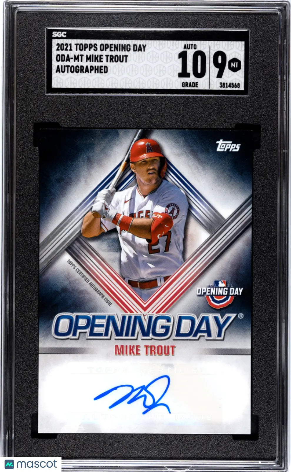 2021 Topps Opening Day Baseball Auto Mike Trout SGC 9 Auto 10 