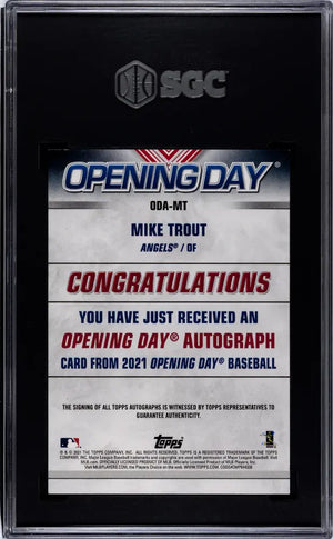 2021 Topps Opening Day Baseball Auto Mike Trout SGC 9 Auto 10 