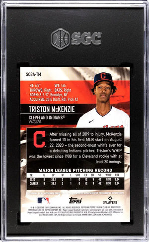 2021 Topps Stadium Club Triston Mckenzie RC Rookie Auto SGC 10 