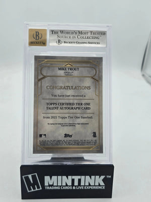 2021 Topps Tier One Baseball Talent Autographs Mike Trout BGS 9 Auto 10 /10 