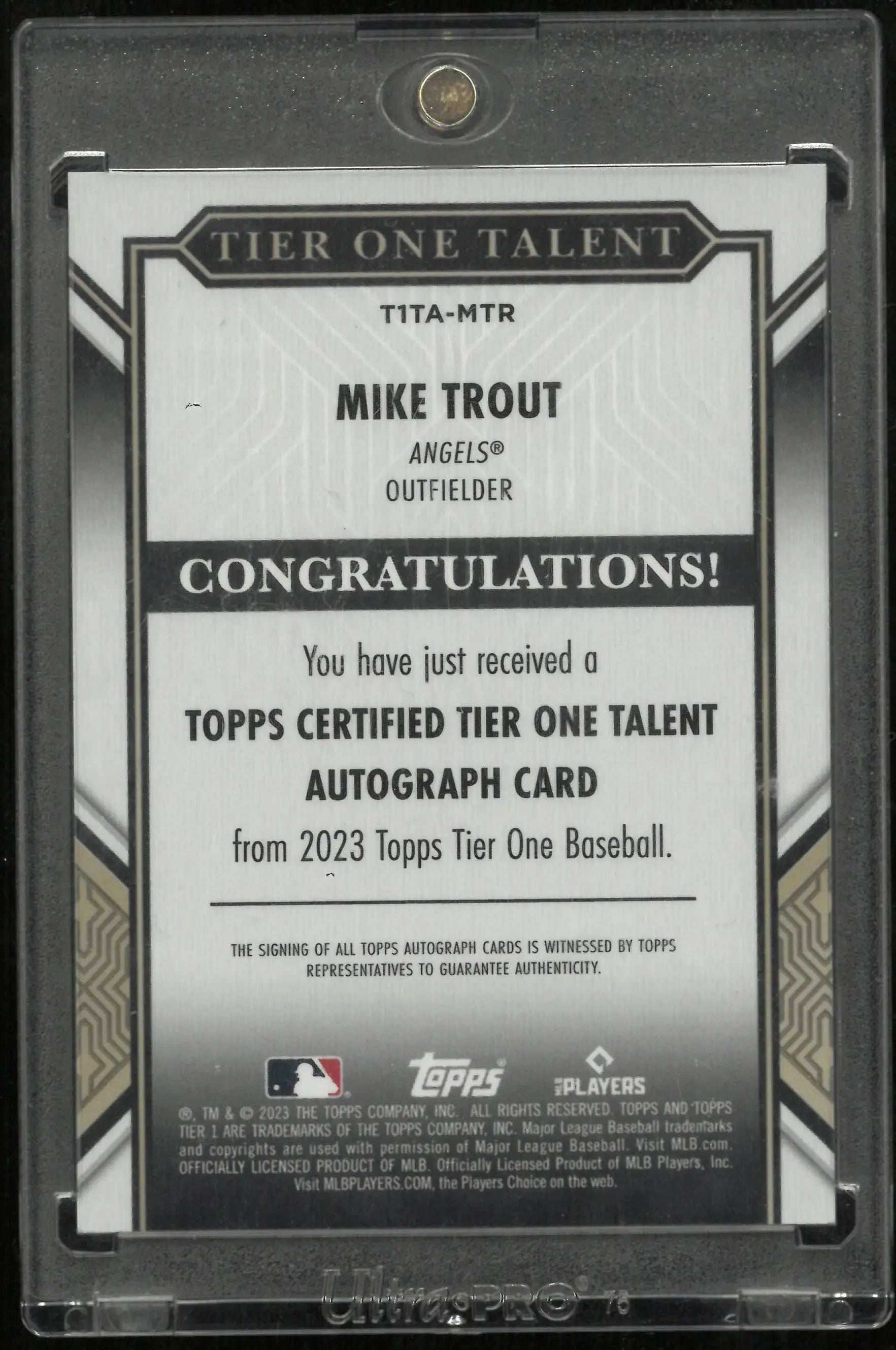 2021 Topps Tier One Talent Mike Trout Auto /50 