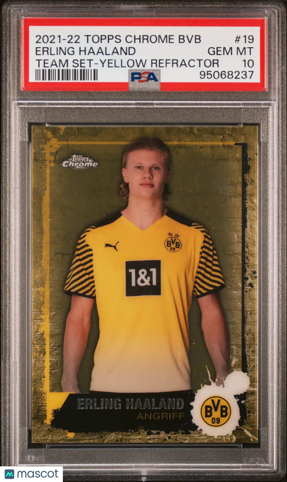 2021 ToppsChrome BVB Borussia Dortmund Erling Haaland Yellow Refractor PSA 10 20 