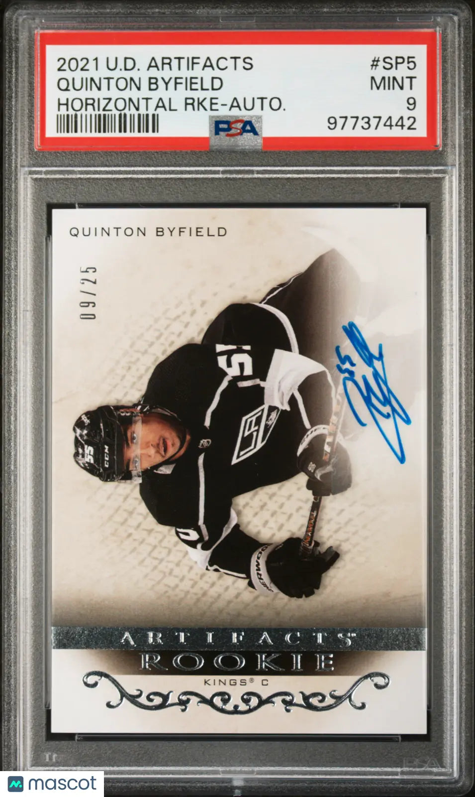 2021 UD Artifacts Horizontal Rookies Quinton Byfield RC Auto Autograph /25 PSA 9 