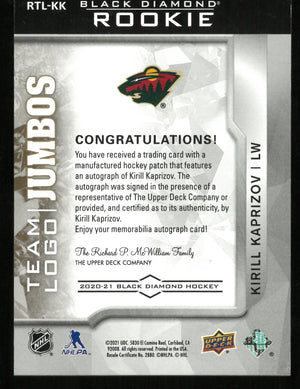 2021 UD Black Diamond Team Logo Jumbos Kirill Kaprizov Autograph Rookie RC /99 